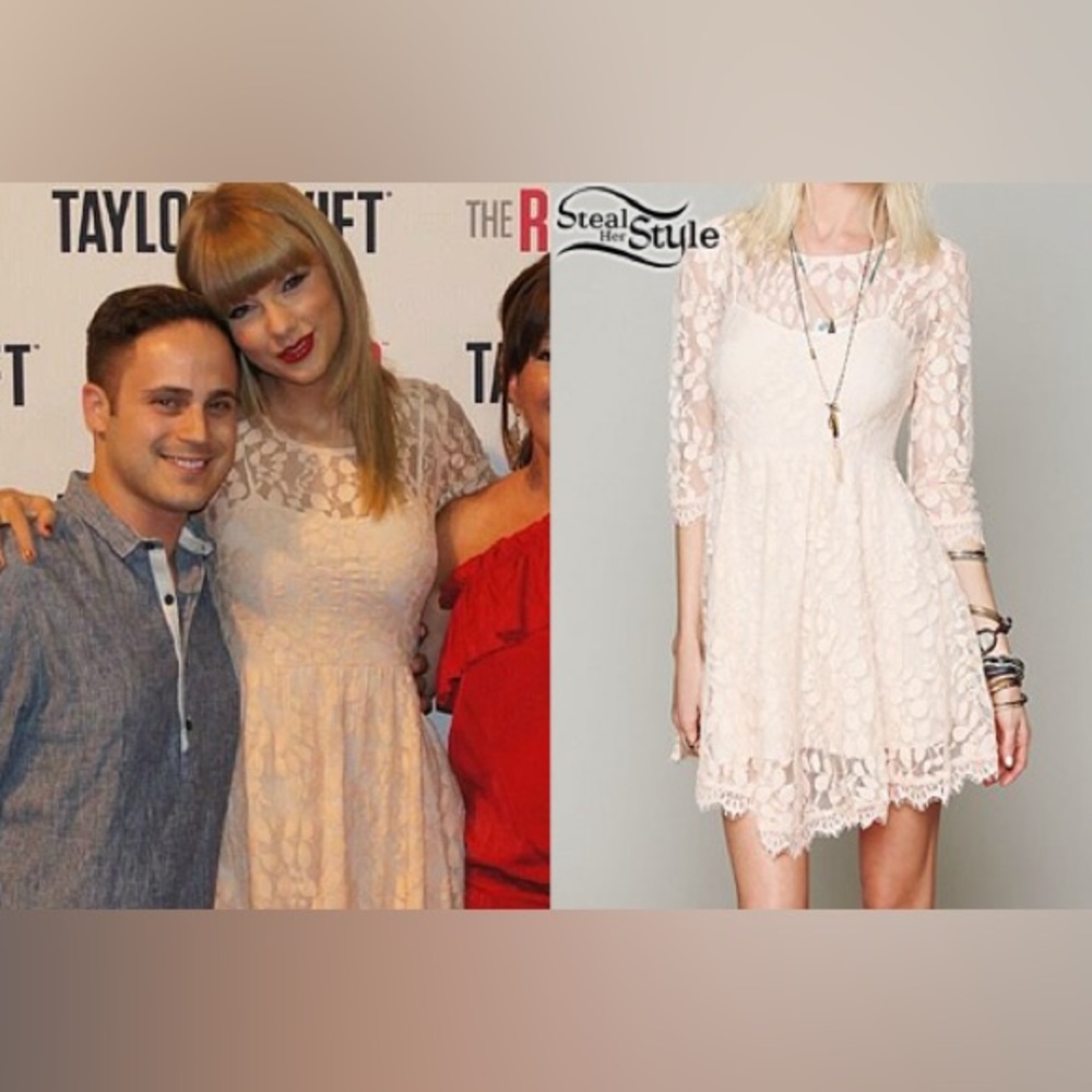 Free People Floral Mesh Lace Dress in Ivory White Cream, Size 0 - Picture 2 of 9